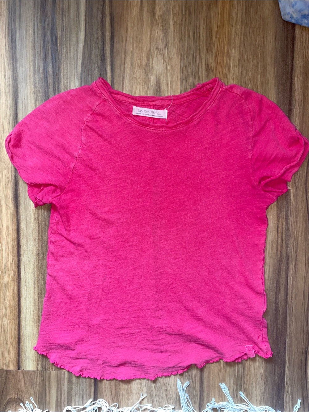 Free People Hot Pink Short Sleeve Tee Medium
